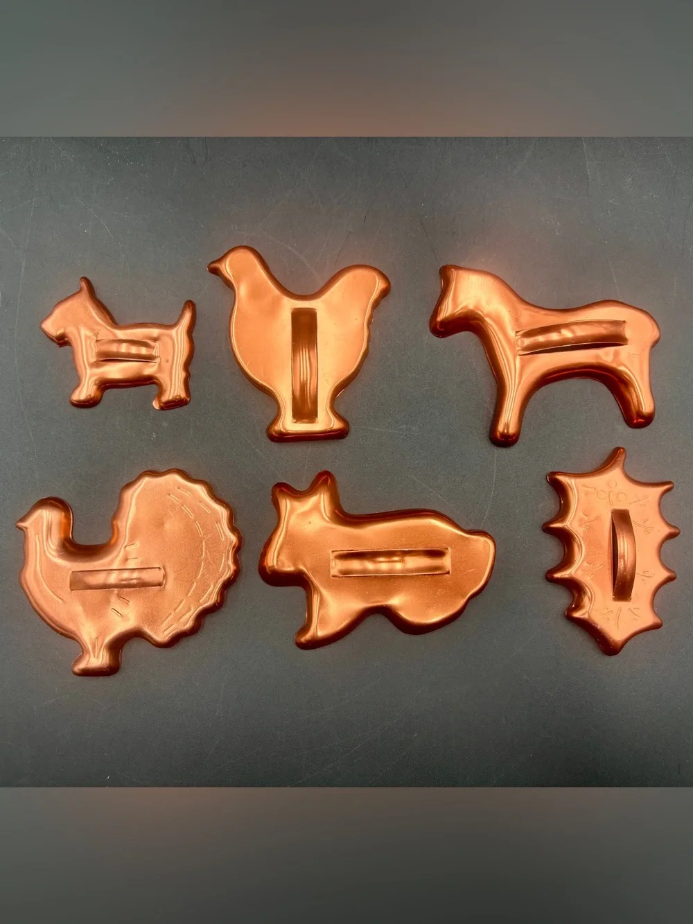Vintage Copper-Colored Aluminum Cookie Cutters (Set of 6) – Mirro style